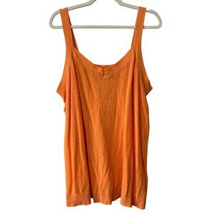 Lane Bryant Tank Top Plus Size 22/24 Orange Sleeveless VNeck Linen Blend Vibrant